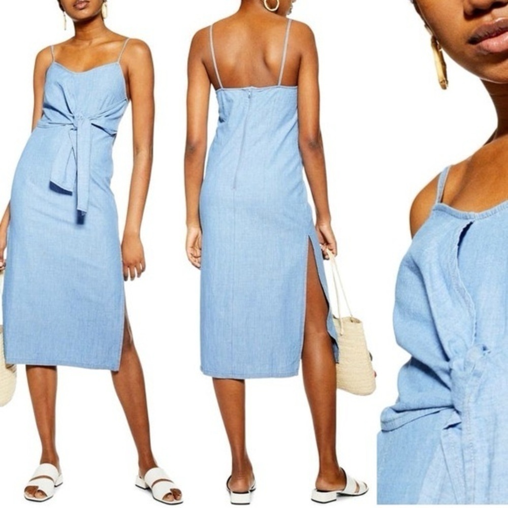 Top Shop front wrap dress with side slits size: 6